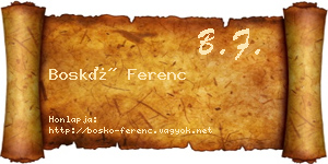 Boskó Ferenc névjegykártya